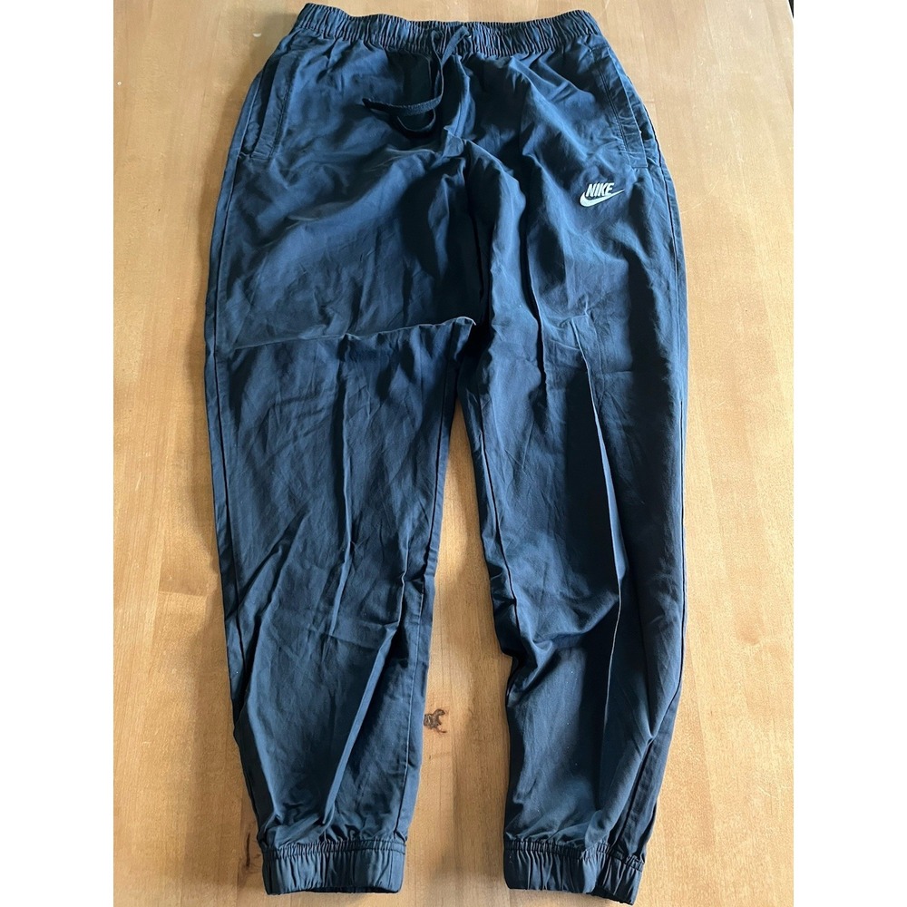 Nike Men's Cuffed Track Pants Standard Fit Taper Leg Joggers Black Sz M‎